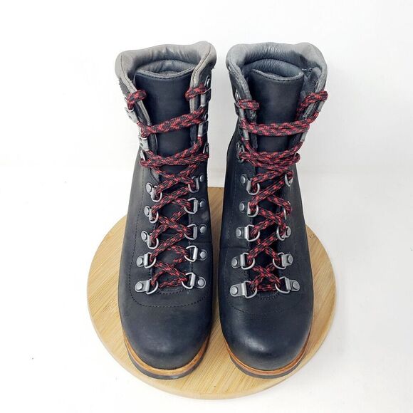 Sorel Boots Womens 7 Conquest Wedge Black Lace Up Hiker Alpine Lug Shoe - Picture 4 of 14